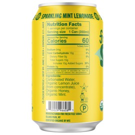 Fresh Fizz Sodas Organic Soda - All Natural Soda Sweetened With Honey, Flavors Include Sparkling Juices and Soda Pops Like Cola and Ginger Ale - No Stevia Aftertaste, Made With Real Food Ingredients. Great For Paleo And SCD Diets (4-pack, Sparkling Mint Lemonade)