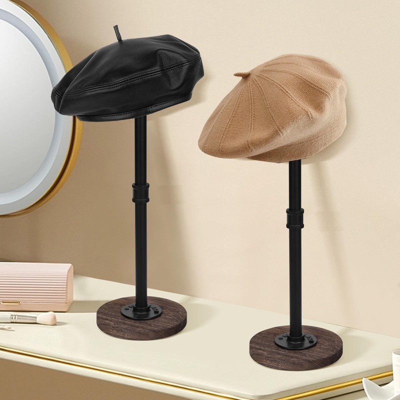 Vrietina 4Pcs Tabletop Hat Stand Cap with Height Adjustment, Industrial