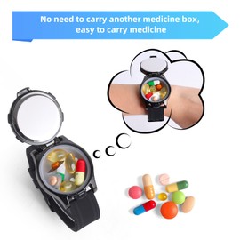 KANGYAN Watch with Pill Box, Fashion Business Digital Watches for Men, Water Resistant Pill Box for Emergency, EDC Box for Emergency, Small Pill Case for Vitamin, Fish Oil