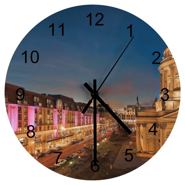 EQEY Berlin Germany Wall Clock Silent Non Ticking Round Home