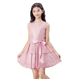 Century Star Birthday Dress for Girls - Party & Special Occasion Dress - Sequin, Sparkly, Formal, Prom & Fancy - Cute Kid Graduation & Elegant Sleeveless - Holiday Pink - 10-12 Years