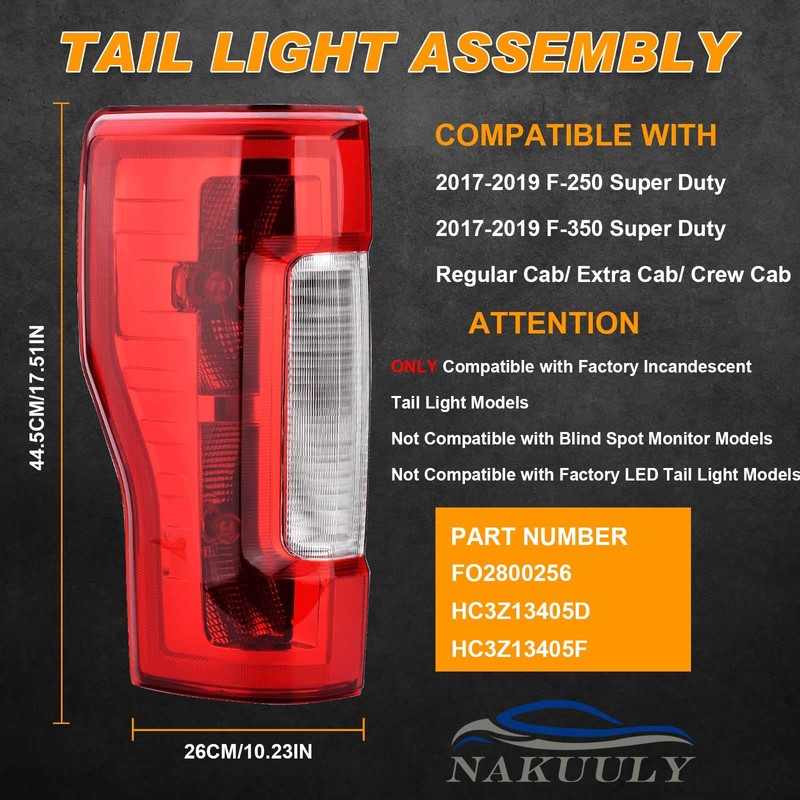 Nakuuly Tail Light Assembly Compatible With 2017 2018 2019 Ford