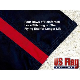 US Flag Factory 3x5 FT Thin Red Line Flag (Sewn Stripes) for Firefighters - Outdoor SolarMax Nylon Flag - 100% Made in America