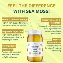 TrueSeaMoss Pineapple Sea Moss Gel – Wildcrafted, Organic & Raw Superfood Rich in Minerals & Vitamins – Vegan