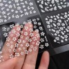 SPLOCUDU 30 Sheets White Flower 3D Nail Art Stickers with