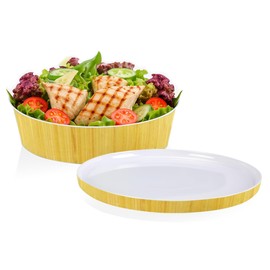 IMPULSE! Rimini Medium Bamboo Bowl - Dual-Purpose Lid/Plate, Dishwasher Safe, Meal Prep, Pasta, Fruits, Salad, Melamine Serving Bowl - 3.9 inches