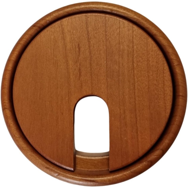 Gedotec Cable grommet, cherry wood, lacquered, plain, 1 piece round