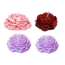 Peony Candles Low Temperature Candles Wax Play Candles Romantic Dripping Candle for Valentines Couples Weddings Home Decor 4Pcs Flowers Soy Wax （3.3 * 1.7Inch）