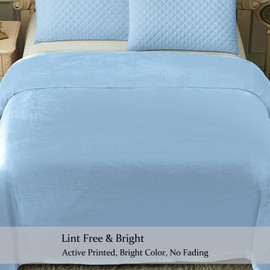 JYK Fleece Plush Blanket King Size 87'' x 95'' - Premium Silky Flannel Fleece Blanket 4.4 LB, Lightweight and Fluffy Cozy Plush Comfy Microfiber Fleece Blankets for Couch Sofa Bedroom, Light Blue