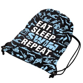 JYTAPP Swim Gifts Swimming Backpack Swimmer Gifts Eat Sleep Swim Repeat Pool Beach Drawstring Backpack Bag Swimmer Lover Gifts