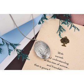 PiercingJak Vintage Picture Locket for Opening Photo Chain Oval Amulet Pendant Copper Necklace Charms Gifts for Men Women Silver/Gold, Copper, No Gemstone