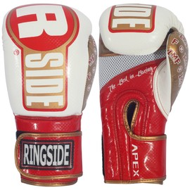 Ringside Apex Boxing Kickboxing Muay Thai Punching Bag Gloves, White/Red, Large-X-Large