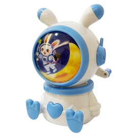 Wenlly Hand Crank Manual Pencil Sharpener, self-Feeding, Cute White Blue Rabbit Pencil Cutter for Classroom & Office