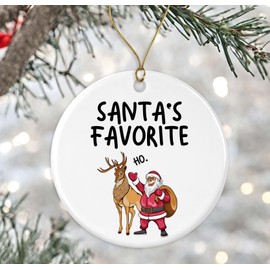 Santa's Favorite Ho Ornament, Funny Christmas Ornament, Santa Ornament, 2024, Gag Gift, Secret Santa, White Elephant, Ho Gift, Funny Santa Gift Printed on Both Sides
