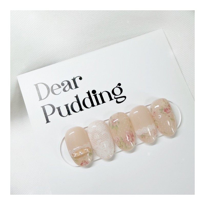 [Handmade Nail Tips] Vintage Rose Nail Tips - Long Oval