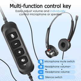 RVP+ Stereo USB Headset with Environmental Noise Cancelation (ENC), Wired Headset with Mic, Call Center Headset for Laptop Computer - Black