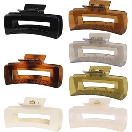 7 Pcs Large Hair Claw Clips Non-slip Big Square Matte Hair Claw Clips for Women Girls, Strong Hold Banana Clips for Thick Thin Hair (Style 3, One size)