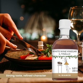 IL TINELLO White Wine Vinegar – Aceto di Vino Bianco, 250ml (8.45 fl oz) – Italian White Grape Vinegar, 7% Acidity, Perfect for Salads & Marinades, Product of Italy