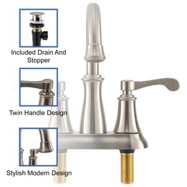 RecPro RV Bathroom Faucet Tall Spout Brushed Nickel with Drain
