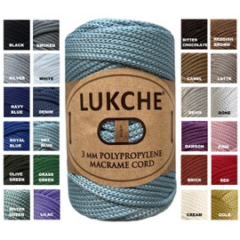 Lukche 3mm Premium Polyester Macrame Cord (147 Yards), (8.82 Oz) 100% Polypropylene Macrame Rope, Colorful Yarn Crochet Macrame Bag Craft for Wall Hangers, Bottom Plates, Carpets (Sky Blue 1)