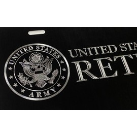 Engraved US Army Retired Car Tag Silver Diamond Etched on Black Aluminum Vanity Front License Plate Gift