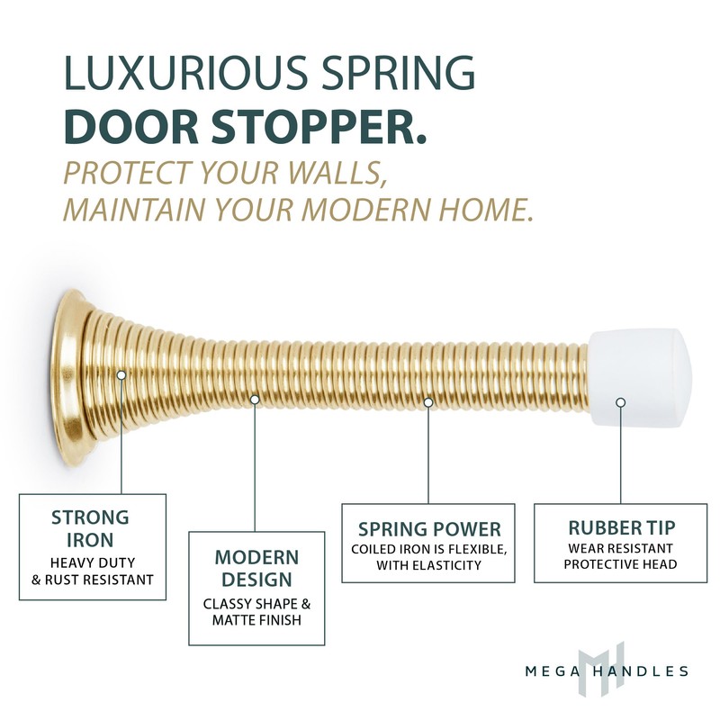 Mega Handles Iron Spring Door Stopper - Flexible Rustproof Heavy