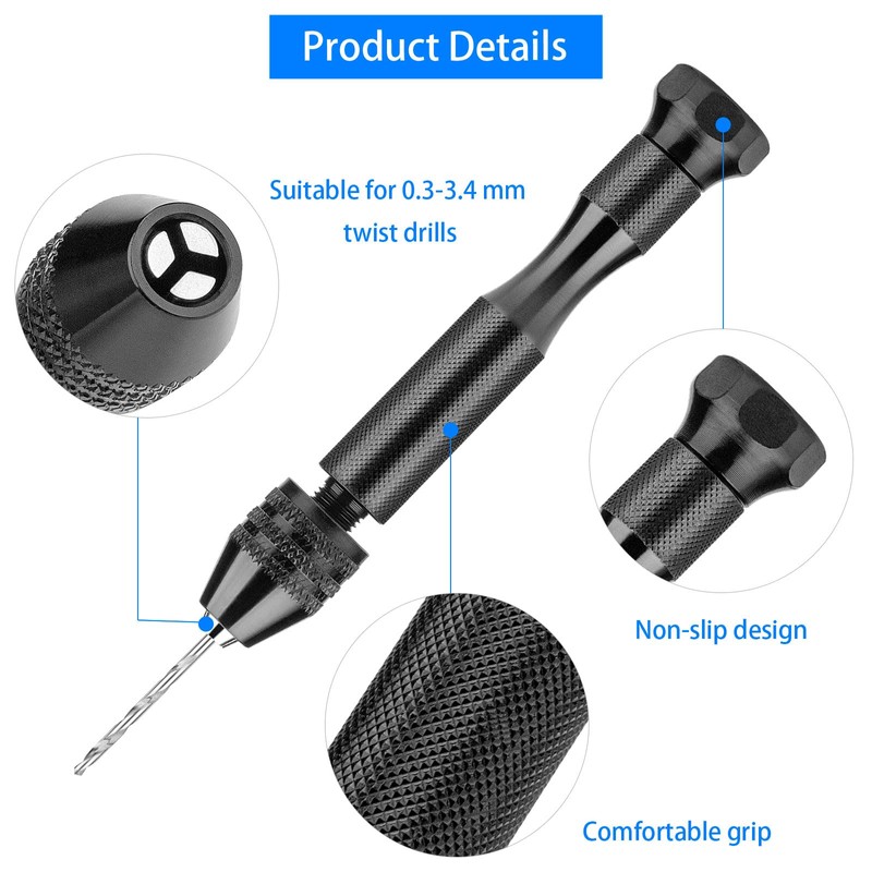 36 Pieces Hand Drill Set, Pin Vise Hand Drill with