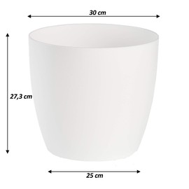 Tymar Flowerpot, Pack of 2, Plastic Plant Pot, Modern, Matt, Round Shape, White, Diameter 30 cm
