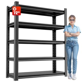 5 Tier Heavy Duty Metal Garage Shelving Unit, Industrial Storage Shelf for Garage, Utility, and Industrial Use - Metal Storage Shelf Organizer, Durable Garage Storage Shelving 24" D x48" W x72" H