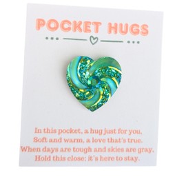 Green Glitter Heart Pocket Hug Love Token,Long Distance Relationship Gift for Boyfriend Girlfriend, Best Friend Gift, Christmas Stocking Stuffer, Tween Girl Gift, Teenage Girl Gift, Emotional Support