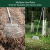 Garden Leaf Rake, Shrub Rake for Leaves Long Handle Heavy