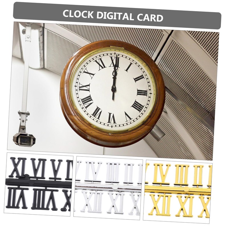 TEHAUX 15 Sets DIY Clock Replacement Roman Arabic Digits Silver