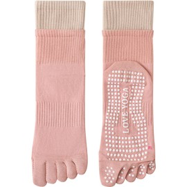 Monlyu Yoga Socks, 5 Toes, Anti-Slip, Women's, Pilates Socks, Yoga Socks, Antibacterial, Deodorizing, Long, Pilates, Sports, Training, Grip, Socks, Anti-Slip, Wear, Cooling Protection, Cold Protection