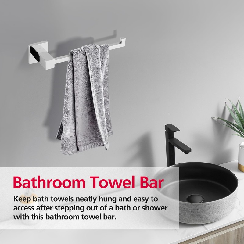 ACA Trading 250mm Square Towel Ring Rail 304 Stainless Steel