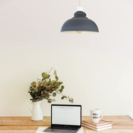 DC Voltage Industrial Pendant Light Shades, Living Room Hanging Ceiling Lights Retro Metal Esay Fit 29cm Curvy Lampshade for Restaurant (Free Reducer Plate)