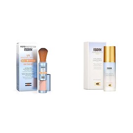 ISDIN Fotoprotector Uv Mineral Brush Spf 50+, Protector Solar Facial De Uso Diario On The Go, 2 G + ceutics hyaluronic concentrate, serum facial liger