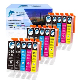 GoToners XXL Cartridges Compatible with Canon 580 581 Printer Cartridges PGI-580 CLI-581 for Canon Pixma TR8550 TS705 TS6350 TS6350a TS705a TS6351 TS6250 TS6150 TS9550 TS6300 TS6255 1 TR7524 (15 Pack)