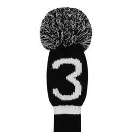 Scott Edward Black Knit Golf Club Cover for Woods and Driver Head Covers Protect Driver Wood(460cc) Fairway Wood and Hybrid/UT Set with Big Number (1 FW(Number 3)