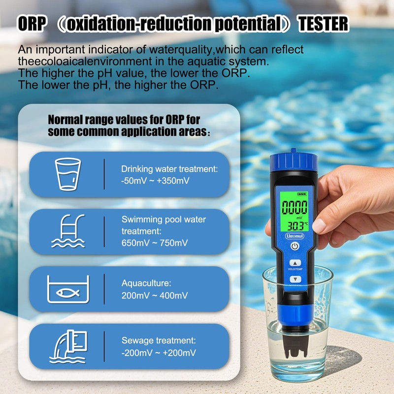 Ueomul pH Meter 7-in-1, PH TDS EC SALZ ORP S.G