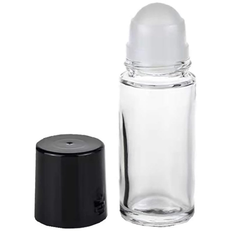 Pxiryanlow 2Pcs Black (30ML) Clear Empty Glass Essential Oil Roller