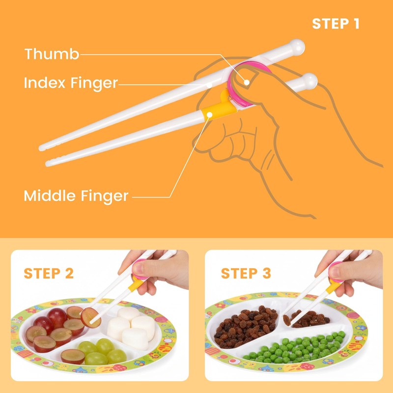 Kidsfantasy Kids Chopsticks, 2 Pairs Training Chopsticks for Toddler Beginners