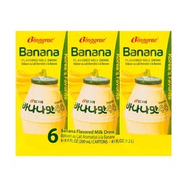 BINGGRAE Korean Banana Flavored Milk - 6 Packs* 6.76fl oz 4 Flavors to Choose [Korea’s No 1 Classic Banana Milk] - Drink Packaged Milky Dairy - Specification: Banana Milk