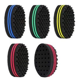 5Pcs Magic Hair Twist Sponge Brush, AUHOKY Premium Two-Sided Barber Curl Sponge with Small Holes, Men Women Children Hair Styling Care Tool for Afro Curling Coils Wave Hair Dreadlocks (4 colors)