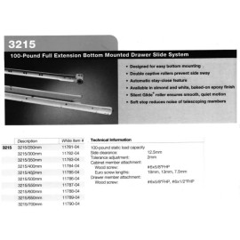GRASS #3215-650mm-WHITE DRAWER SLIDES FULL-EXTENSION