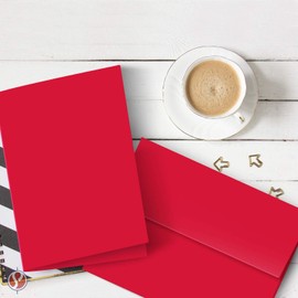 A2 Red Blank Greeting Cards with Matching Red Envelopes – Great for Holiday, Christmas and New Year Cards | 4.25” x 5.5” (When Folded) | 25 Cards and 25 Envelopes Per Pack