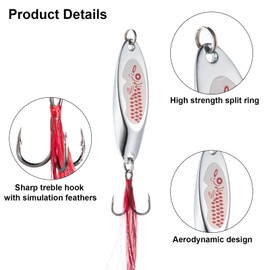 Goture Fishing Spoons Lures,Metal Spoon Trout Lures,Long Distance Casting Fishing Lures for Trout Bass Crappie Pike Salmon Saltwater and Freshwater Fishing,4pcs 3/4oz Jigging Spoons