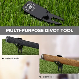Golf Cigar Holder Golf Cart - Magnetic Golf Cart Cigar Holder Clip Keeps Your Cigar Safe - 6 in 1 Golf Divot Tool and Ball Marker - Cigar Clamp Golf Cart