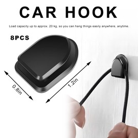 ZNDAW 8PCS Car Dashboard Mini Hooks, Strong Self Adhesive Vehicle Hanging Hooks Stick on Dashboard, Multifuntional Sticky Hook Backseat Hanger for Key Mask Earphone Charging Cable