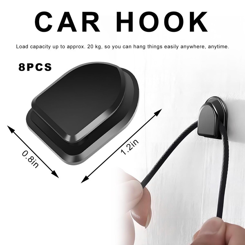 ZNDAW 8PCS Car Dashboard Mini Hooks, Strong Self Adhesive Vehicle