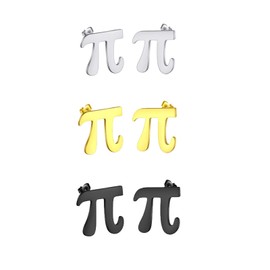 LPYO 3 Pair π Earrings for Women and Men Minimalist Style Stainless Steel Greek Letter Pi Stud Earring Charming and Tiny pi Sign earrings Suitable for Math Enthusiasts (3 pair)